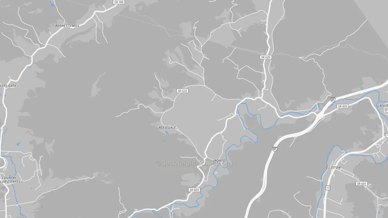 Transit Grade map of Ironto, VA