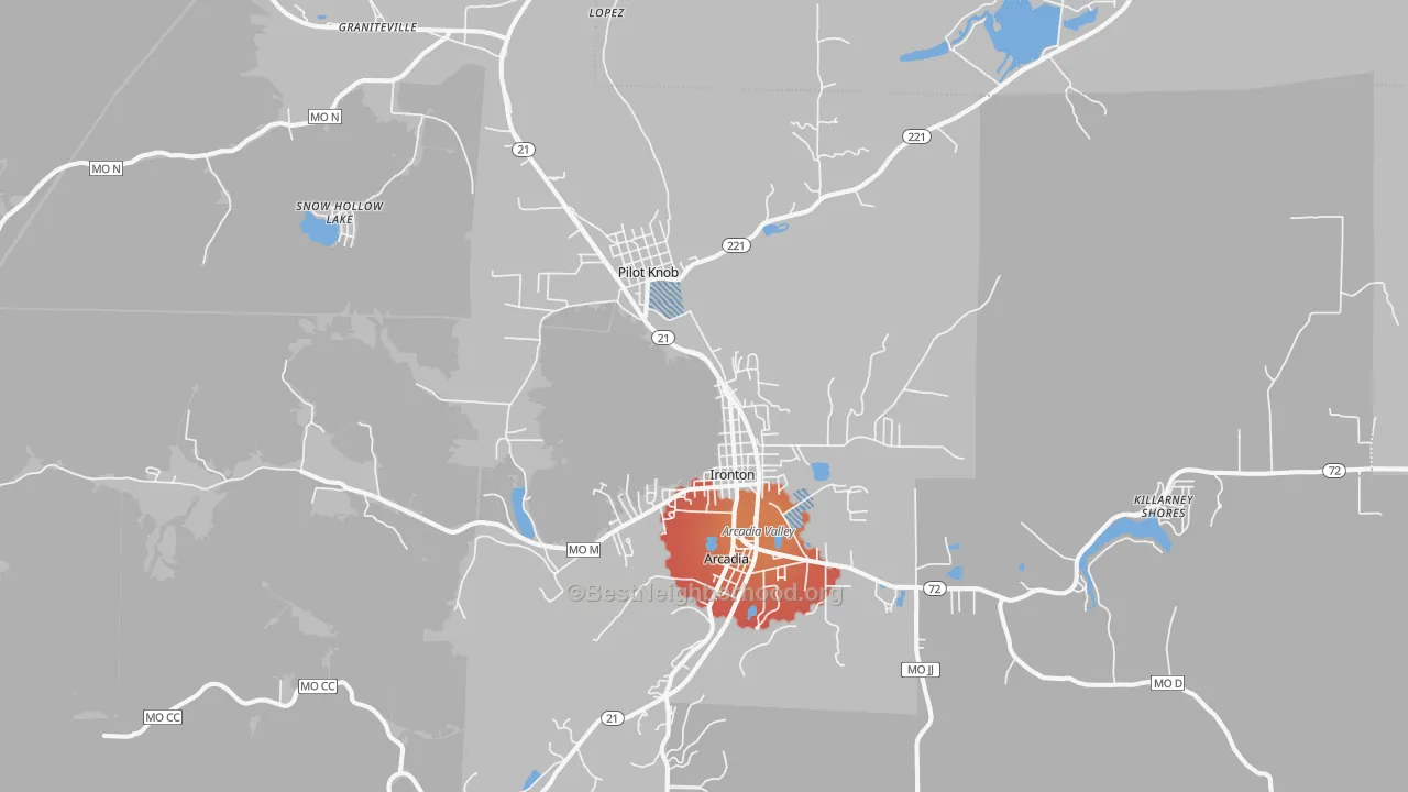 Transit Grade map of Ironton, MO