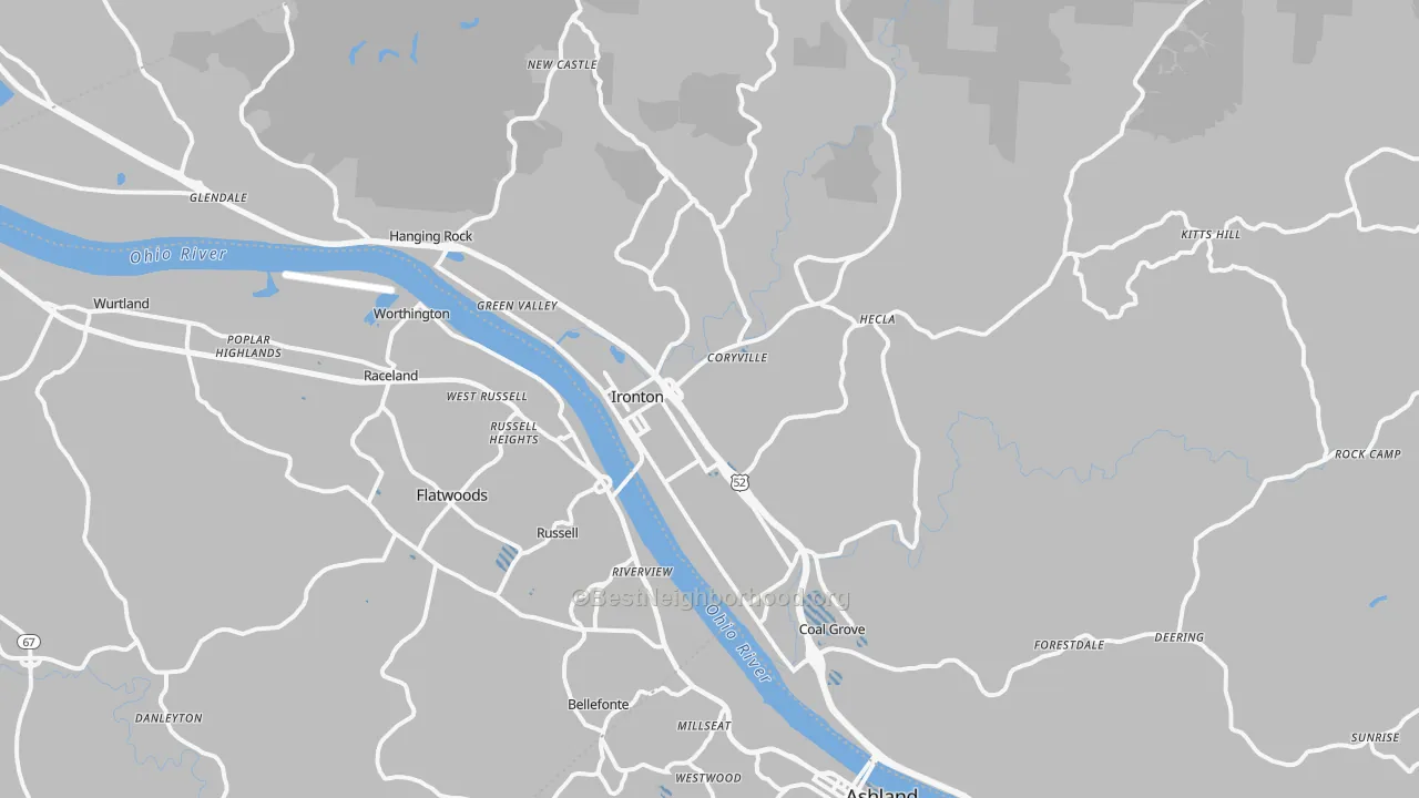 Transit Grade map of Ironton, OH