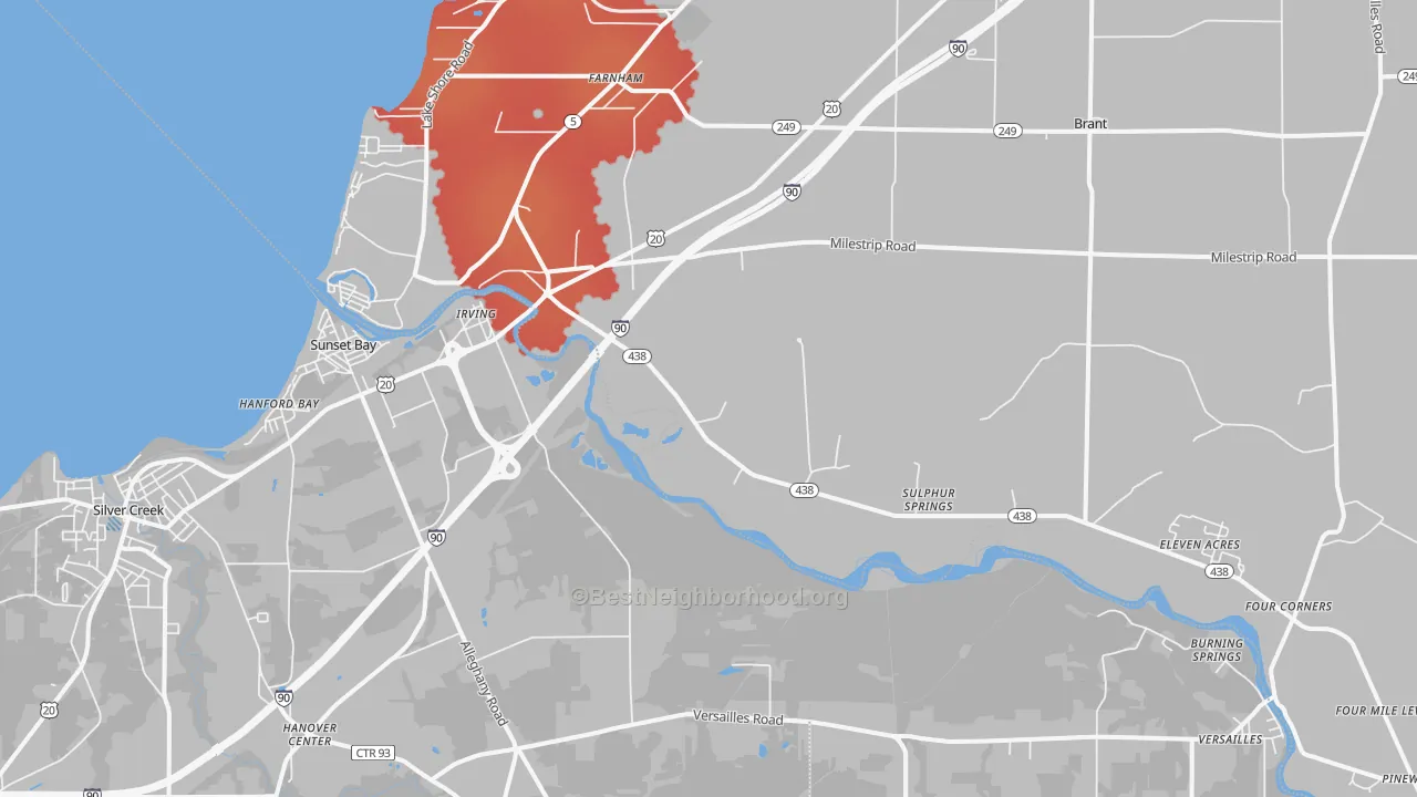Transit Grade map of Irving, NY