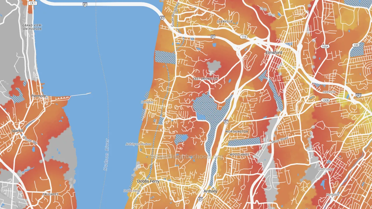 Transit Grade map of Irvington, NY