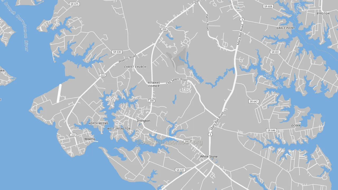 Transit Grade map of Irvington, VA