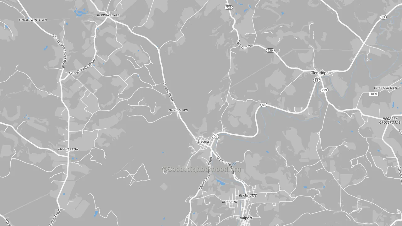 Transit Grade map of Irvona, PA