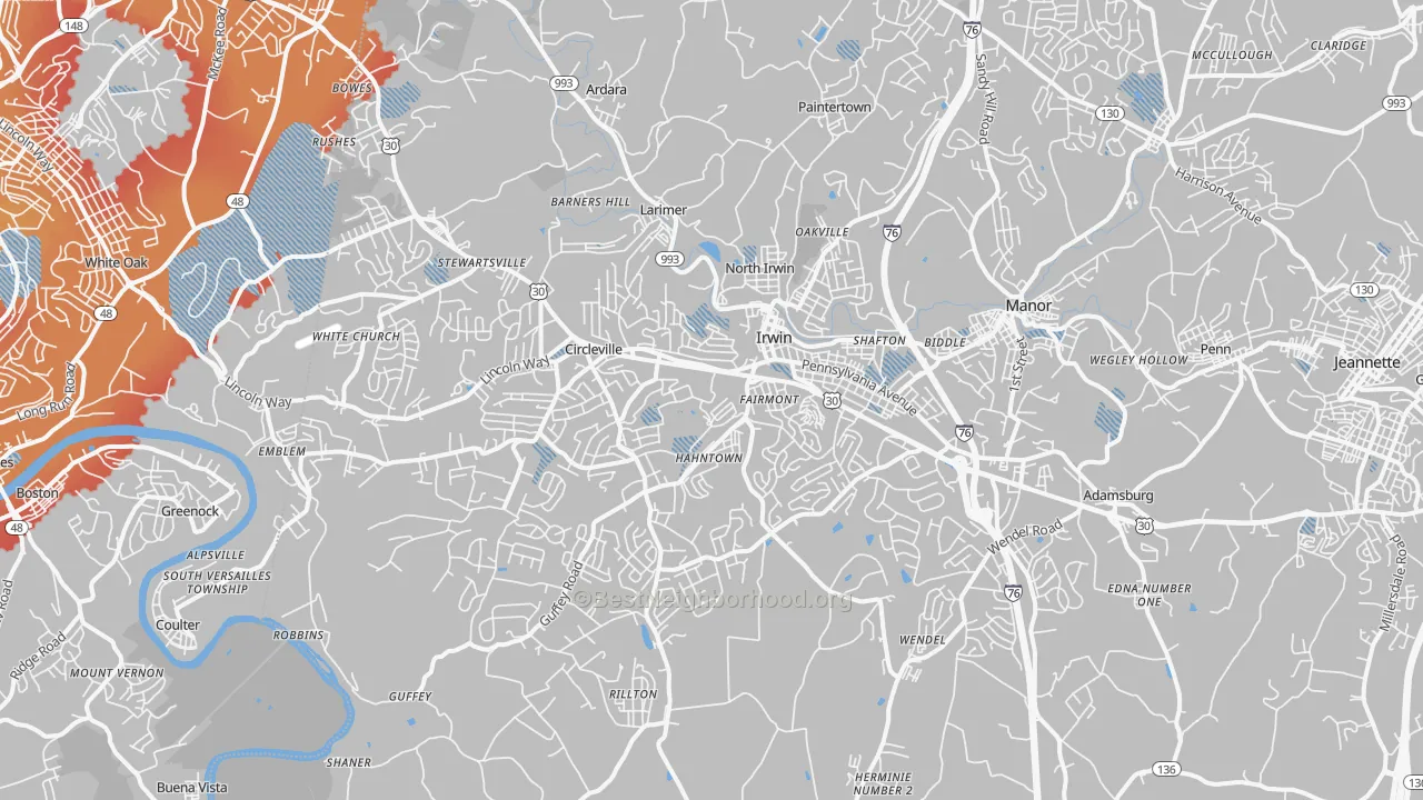 Transit Grade map of Irwin, PA