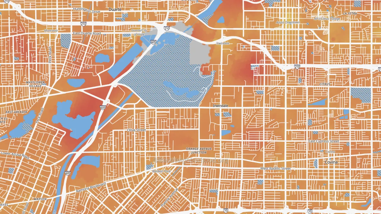 Transit Grade map of Irwindale, CA