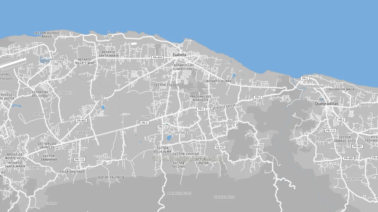 Transit Grade map of Isabela Municipio, PR