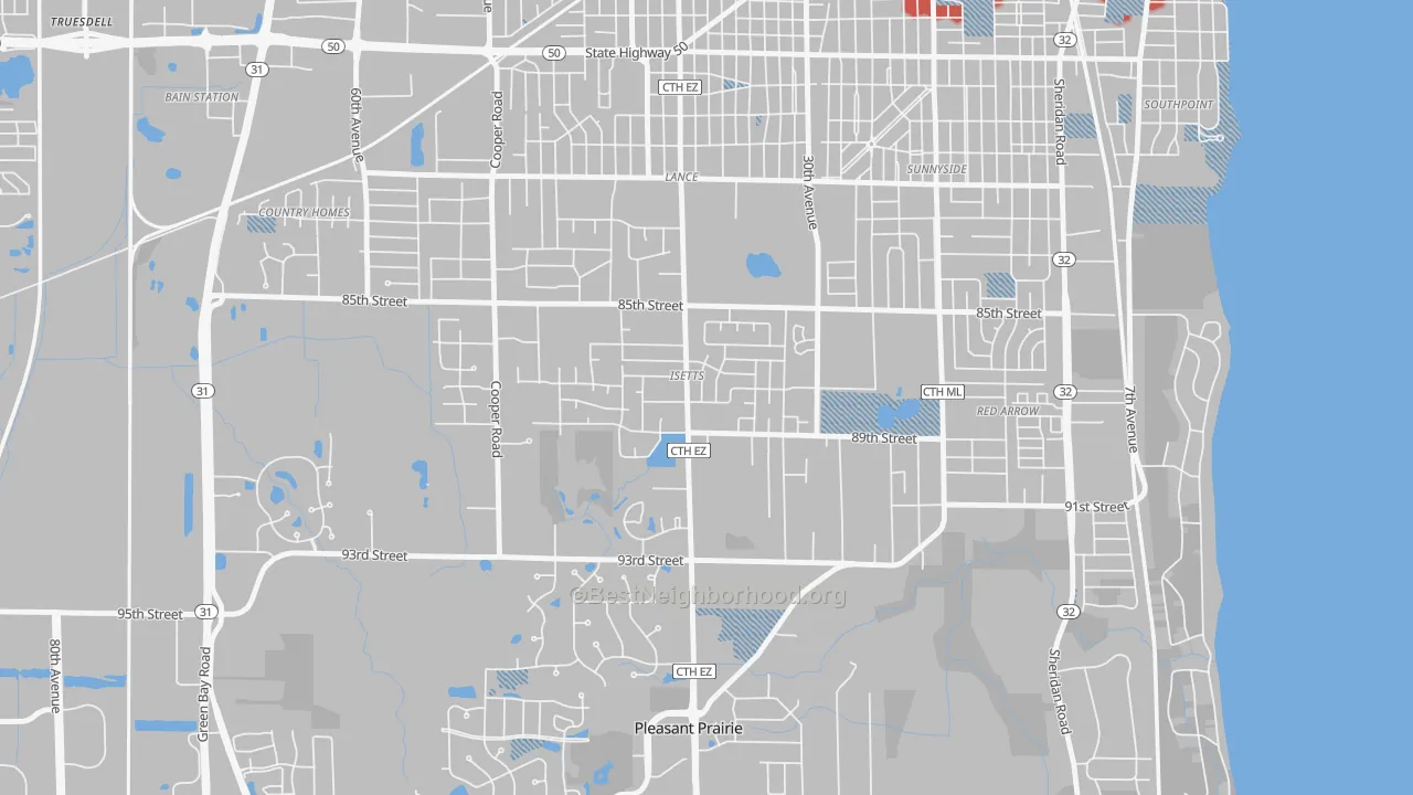 Transit Grade map of Isetts, Kenosha, WI