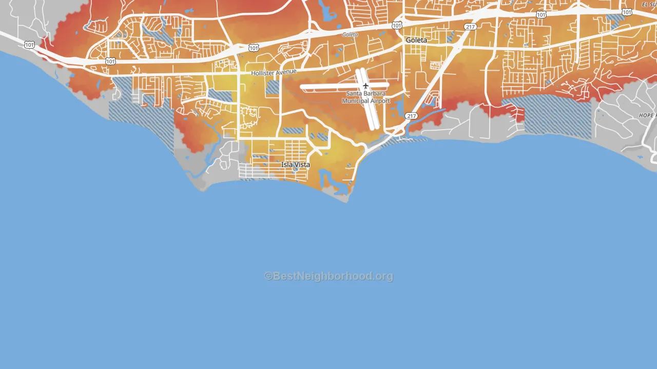 Transit Grade map of Isla Vista, CA