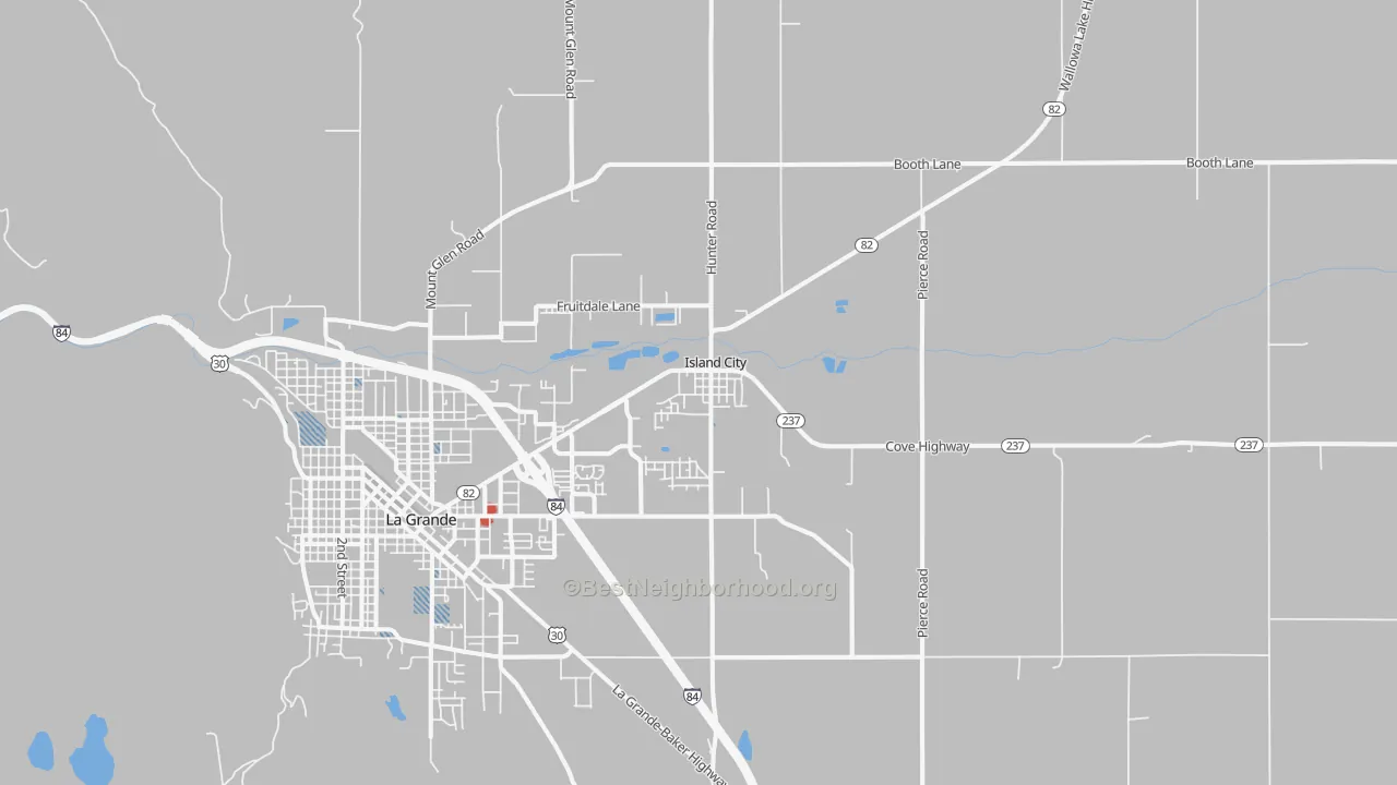 Transit Grade map of Island City, OR
