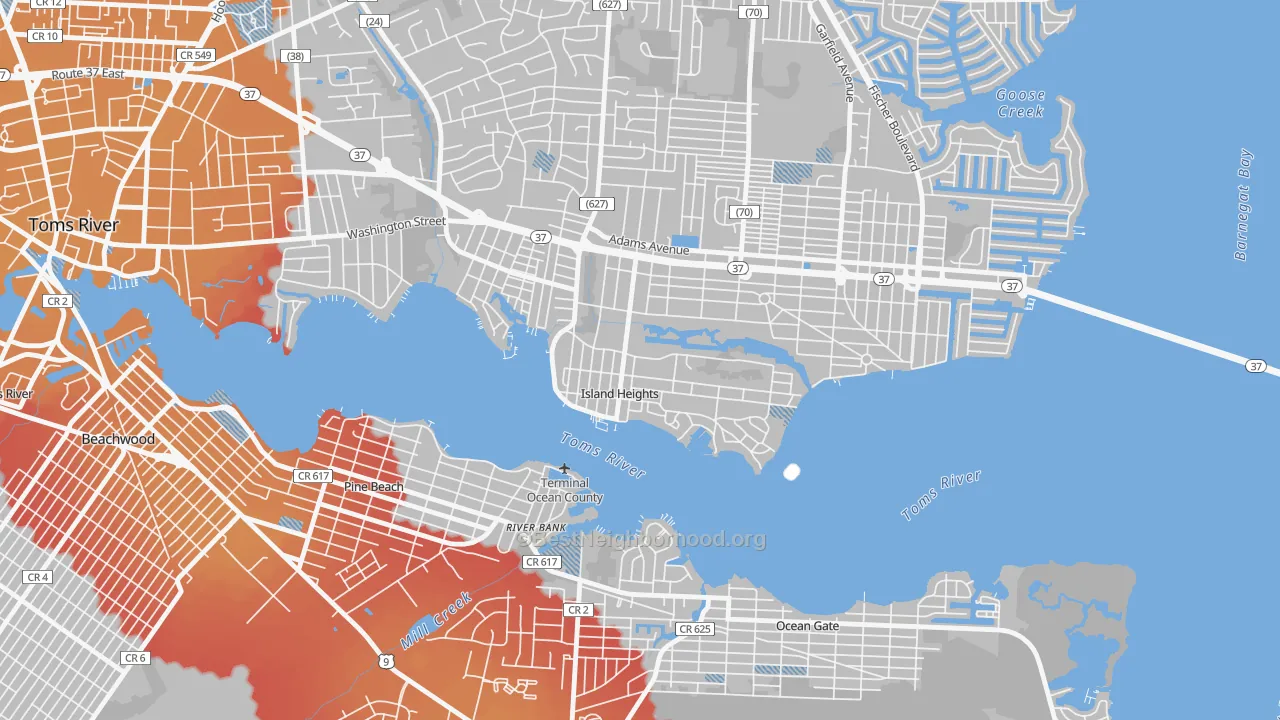 Transit Grade map of Island Heights, NJ