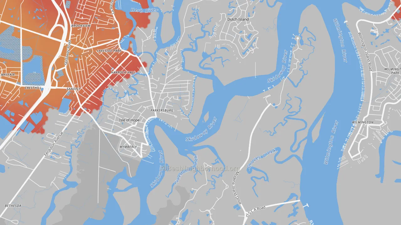 Transit Grade map of Isle of Hope, GA