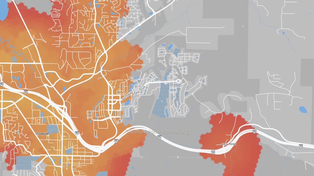 Transit Grade map of Issaquah Highlands, Issaquah, WA