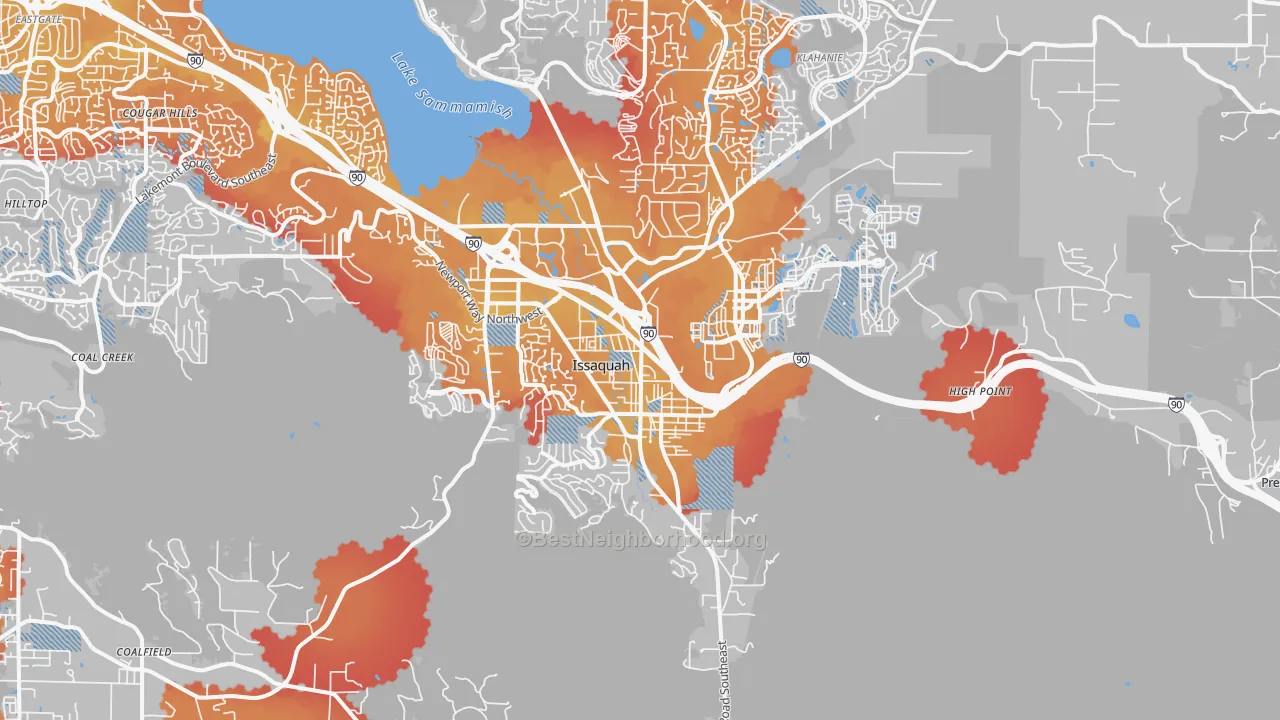 Transit Grade map of Issaquah, WA
