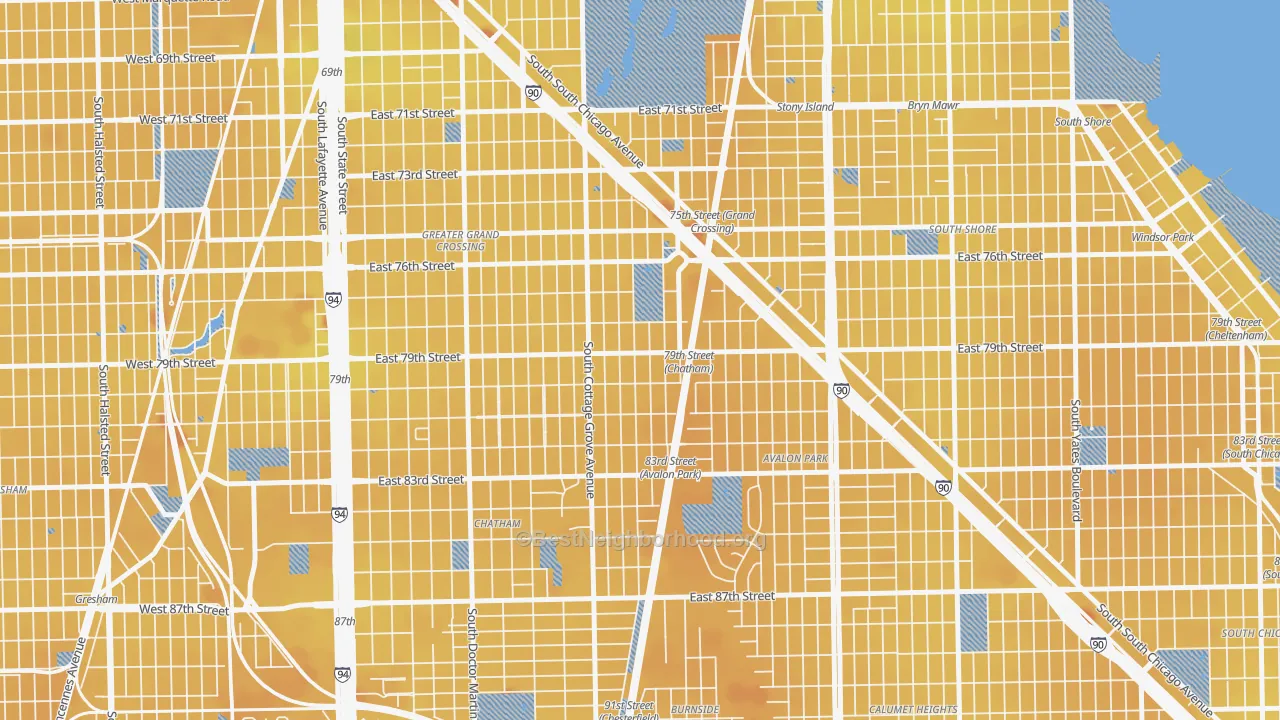 Transit Grade map of Italian Bowery, Chicago, IL