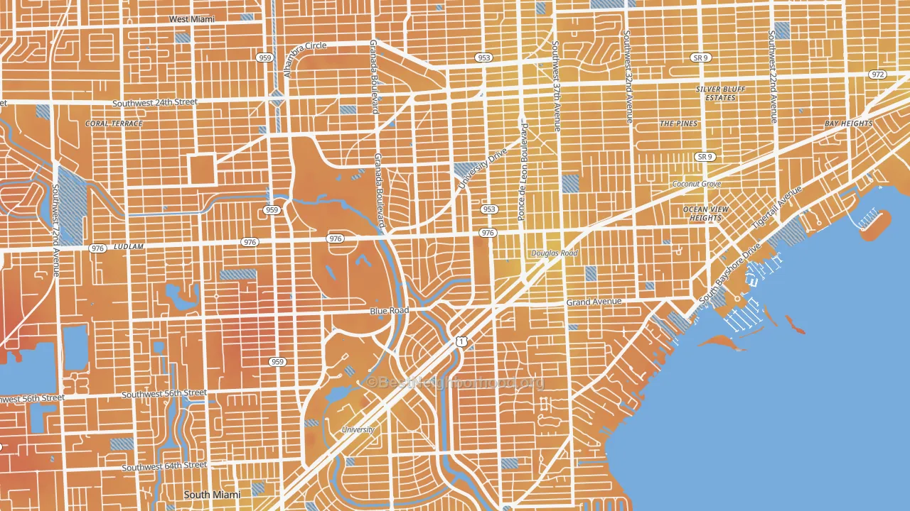 Transit Grade map of Italian Village, Coral Gables, FL