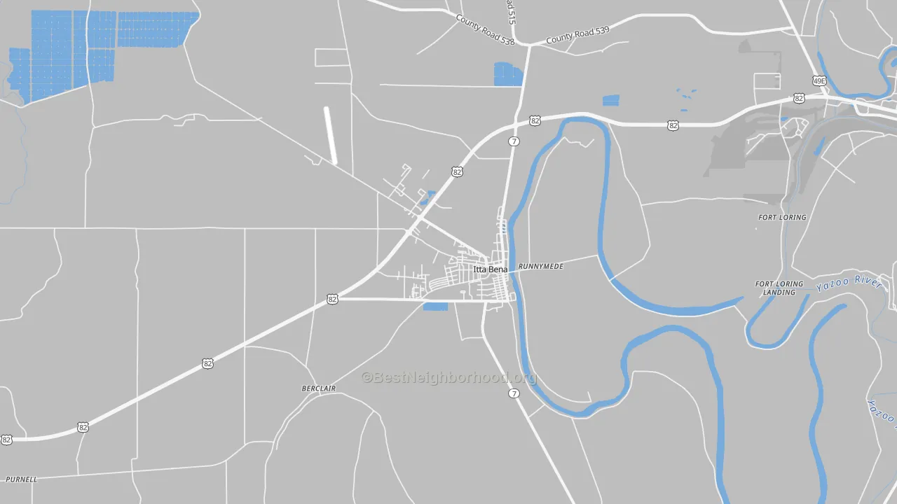 Transit Grade map of Itta Bena, MS