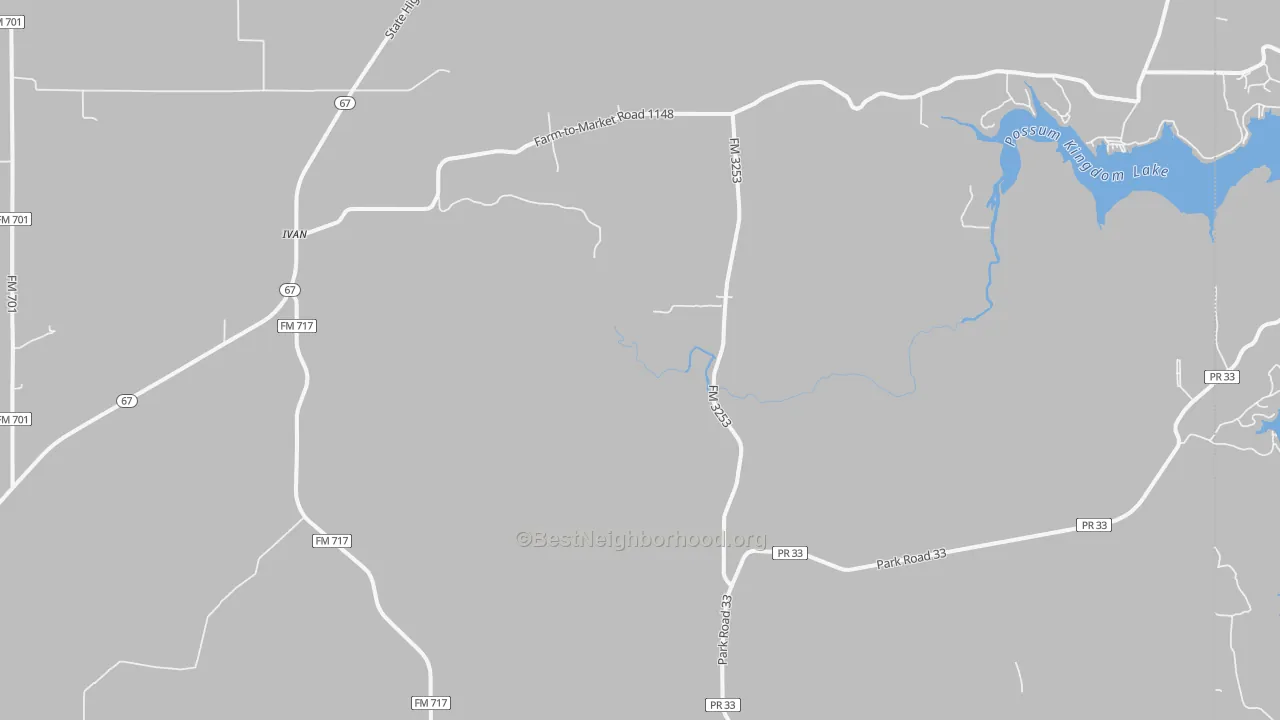 Transit Grade map of Ivan, TX