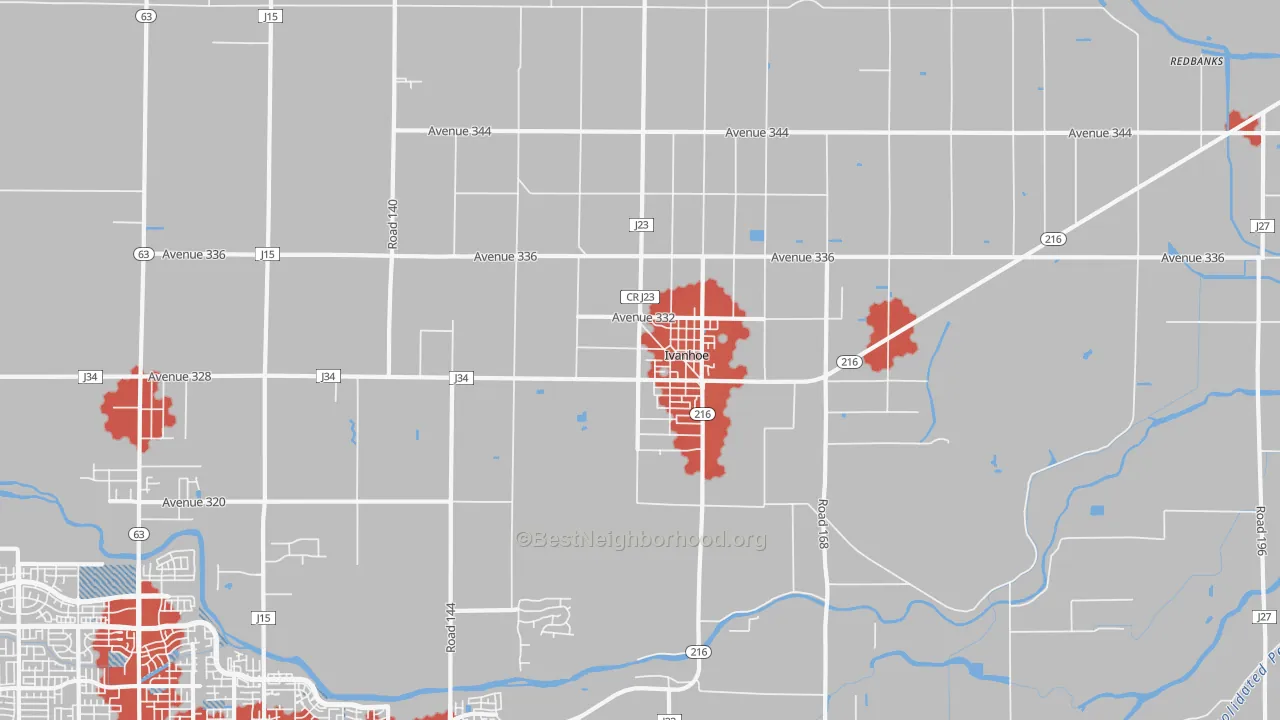 Transit Grade map of Ivanhoe, CA