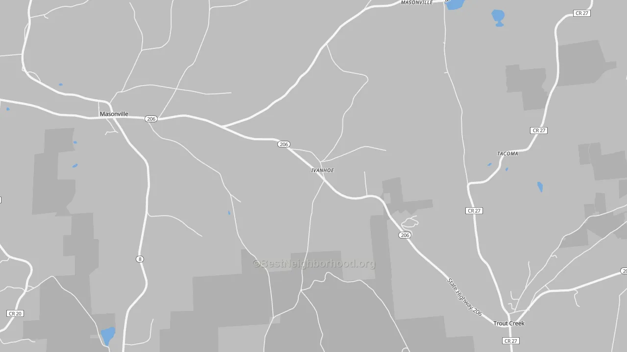 Transit Grade map of Ivanhoe, NY