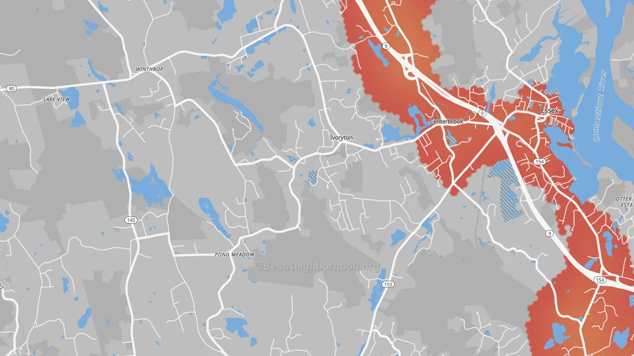 Transit Grade map of Ivoryton, CT