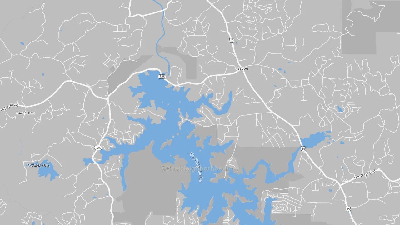 Transit Grade map of Ivy Log, GA