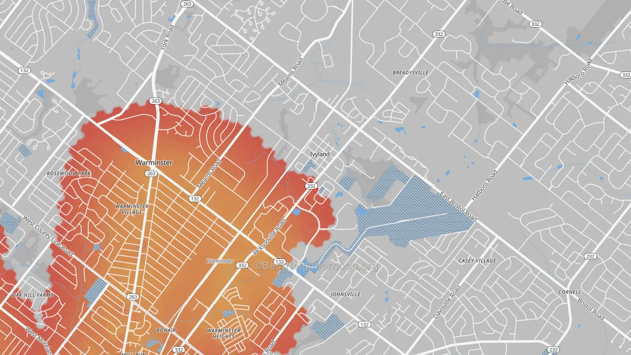 Transit Grade map of Ivyland, PA