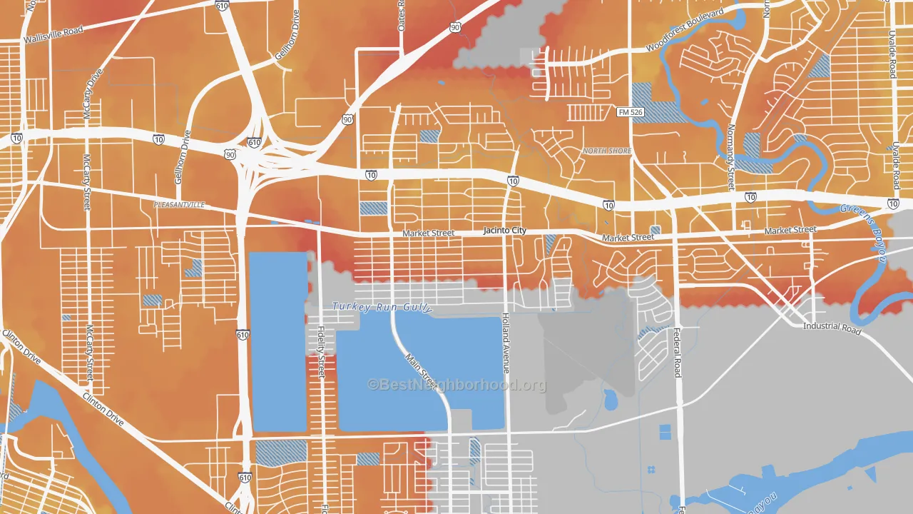 Transit Grade map of Jacinto City, TX