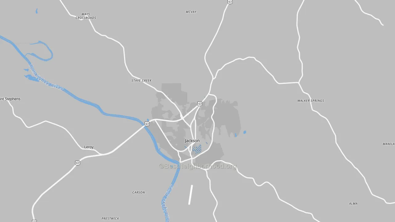Transit Grade map of Jackson, AL