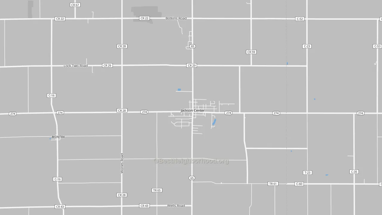 Transit Grade map of Jackson Center, OH