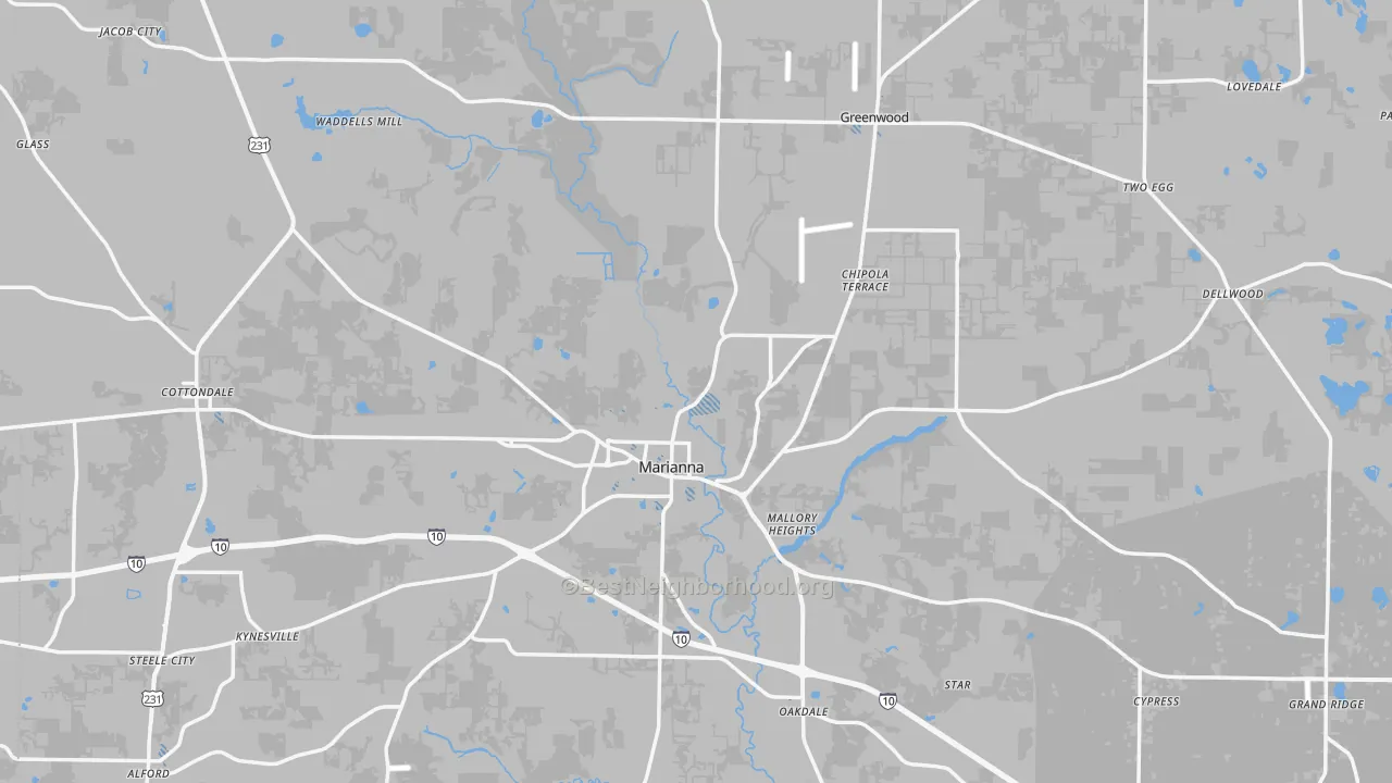 Transit Grade map of Jackson County, FL