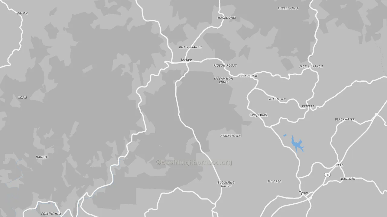 Transit Grade map of Jackson County, KY