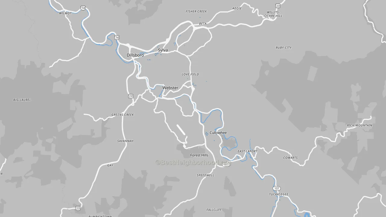 Transit Grade map of Jackson County, NC