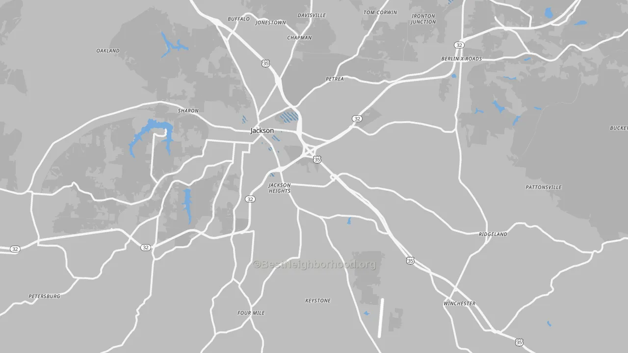 Transit Grade map of Jackson County, OH