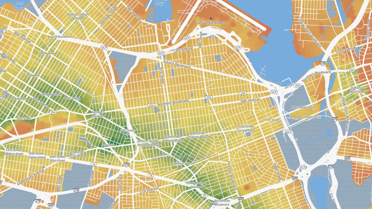 Transit Grade map of Jackson Heights-ny, Queens, NY