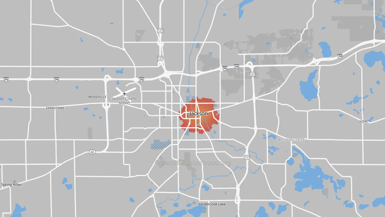 Transit Grade map of Jackson, MI