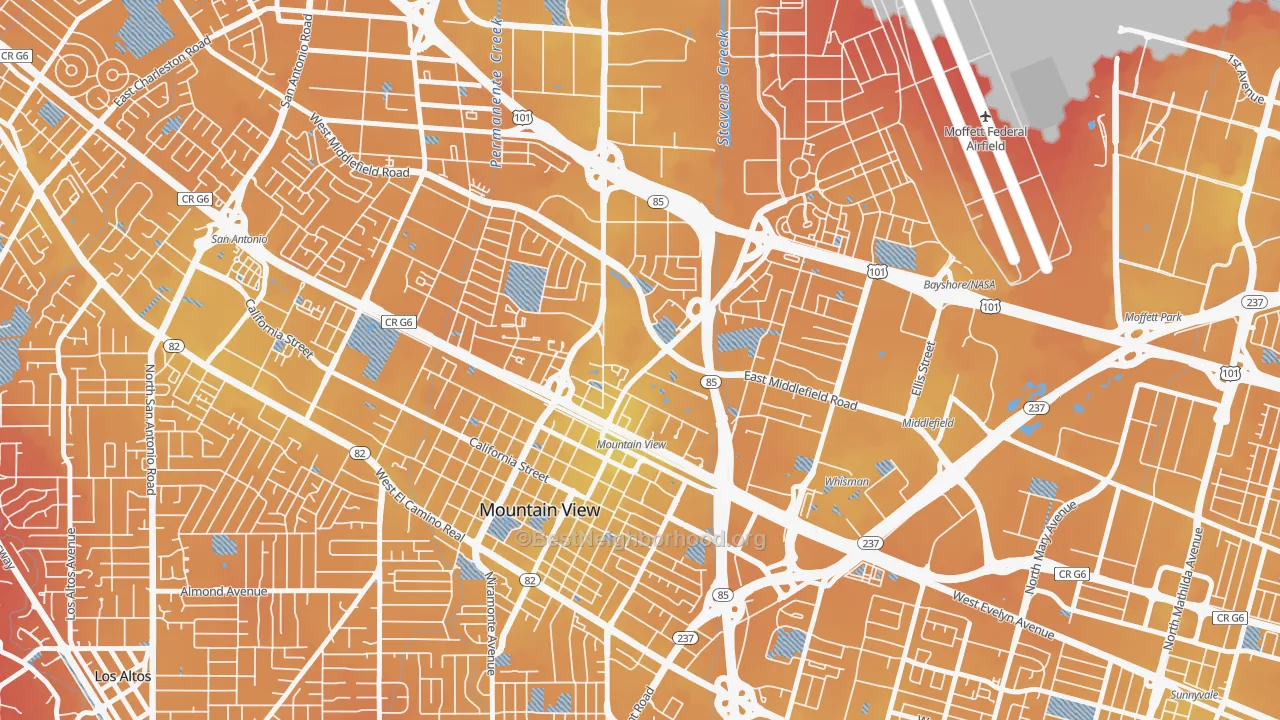 Transit Grade map of Jackson Park, Mountain View, CA