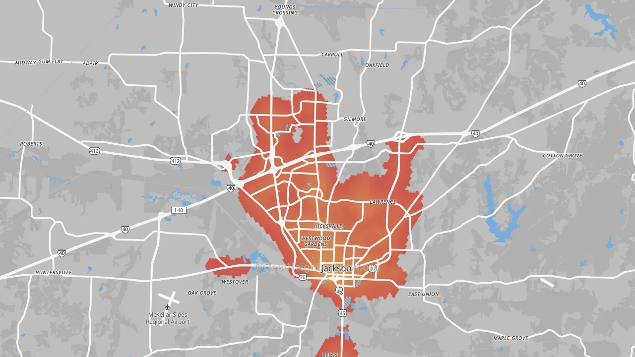 Transit Grade map of Jackson, TN