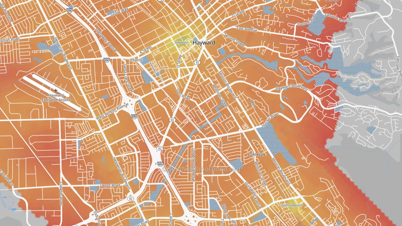 Transit Grade map of Jackson Triangle, Hayward, CA
