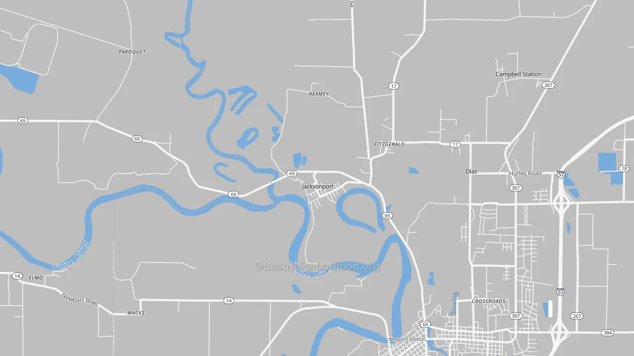 Transit Grade map of Jacksonport, AR
