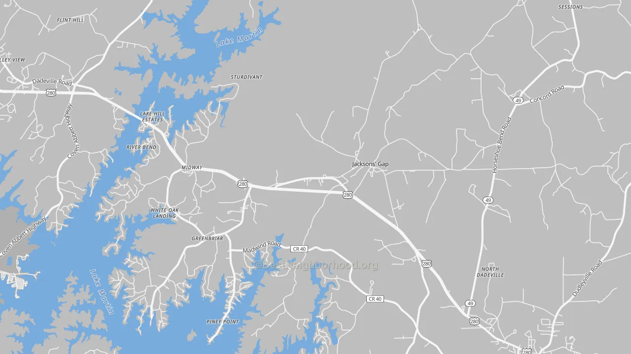 Transit Grade map of Jacksons' Gap, AL