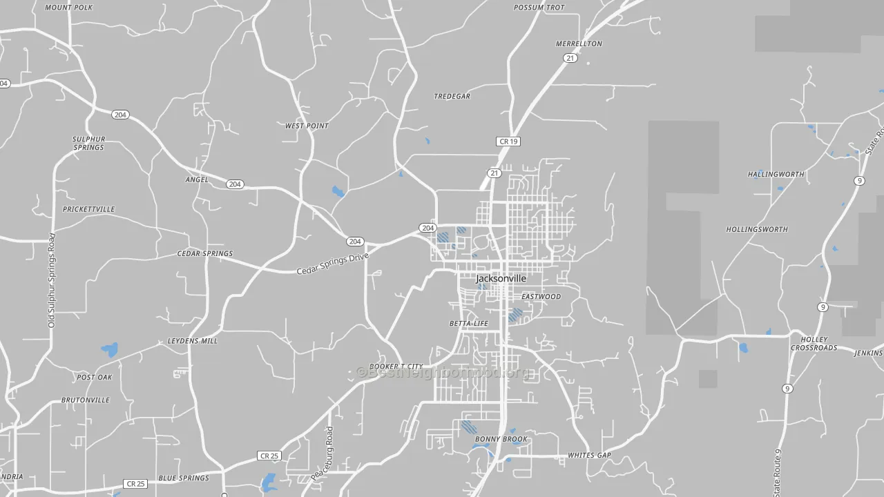 Transit Grade map of Jacksonville, AL