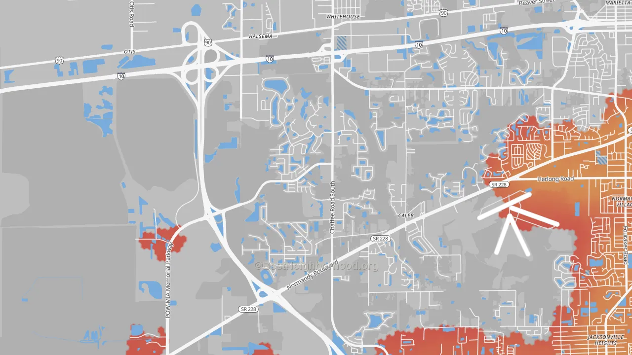 Transit Grade map of Jacksonville Farms-Terrace, Jacksonville, FL