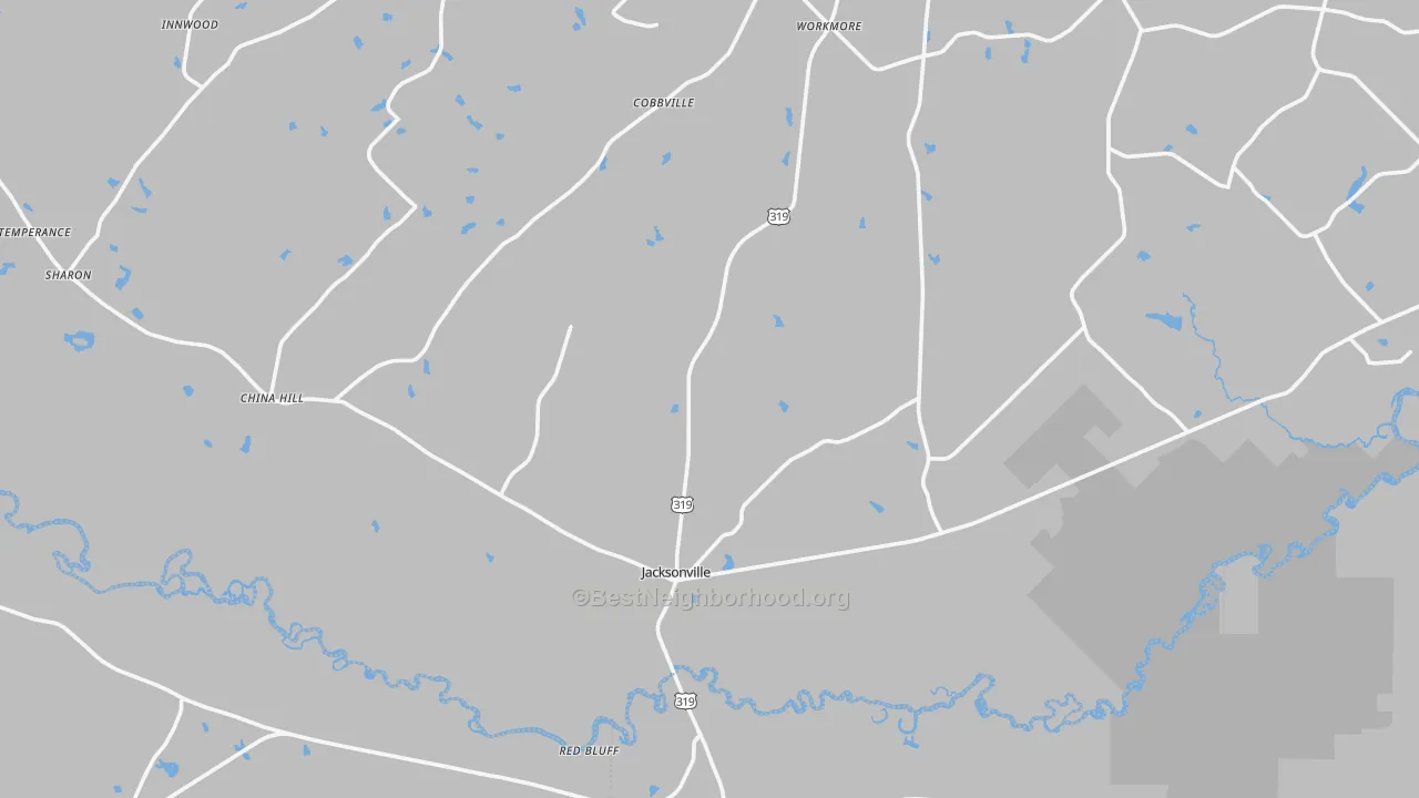 Transit Grade map of Jacksonville, GA