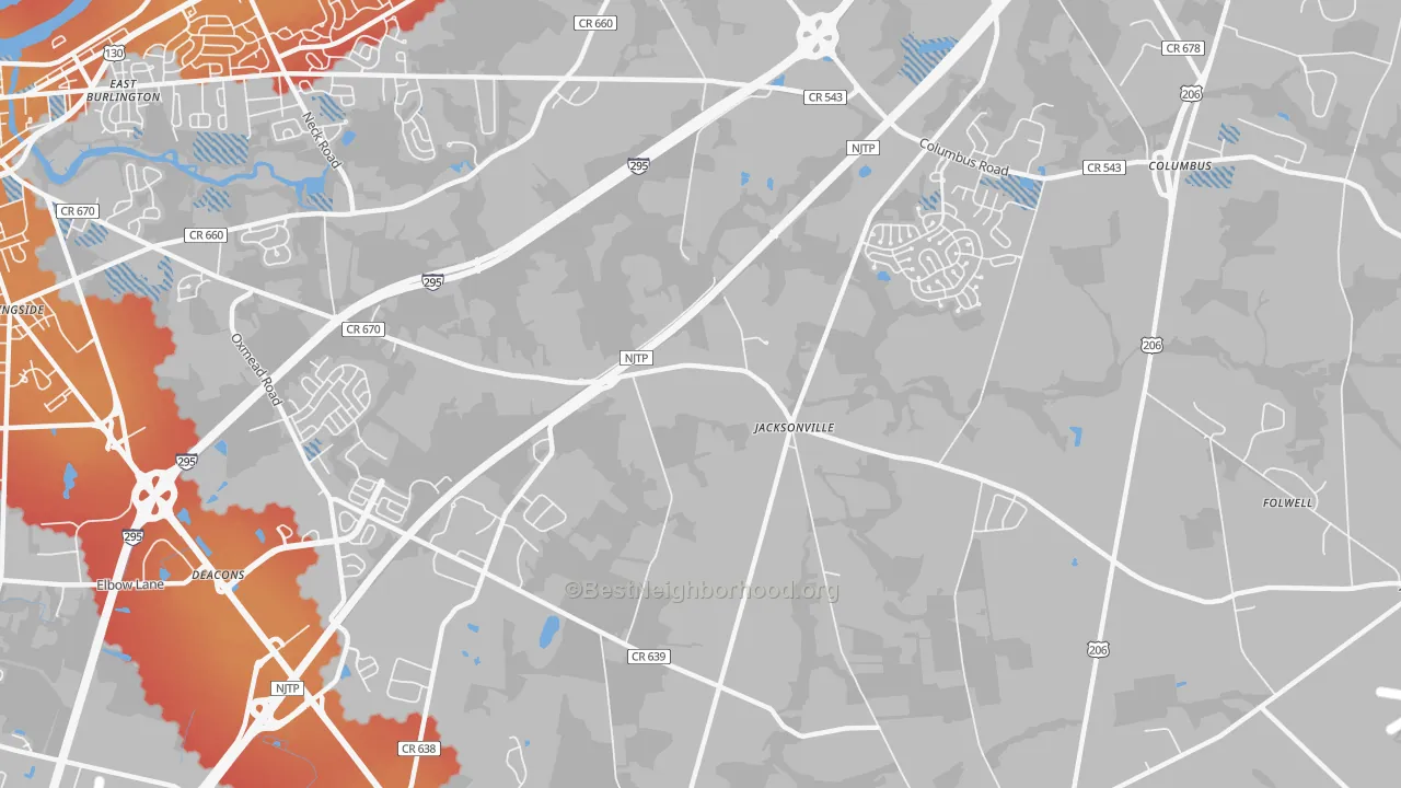 Transit Grade map of Jacksonville, NJ