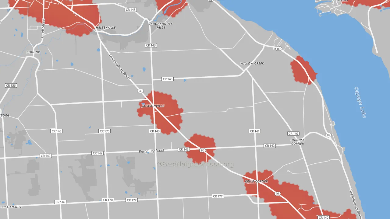 Transit Grade map of Jacksonville, NY