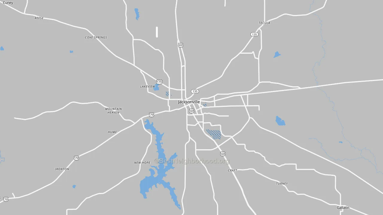 Transit Grade map of Jacksonville, TX