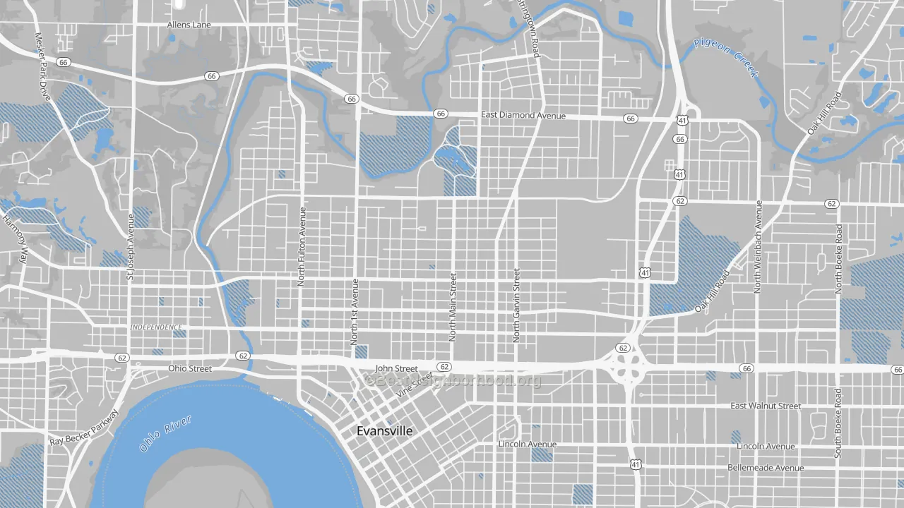 Transit Grade map of Jacobsville, Evansville, IN