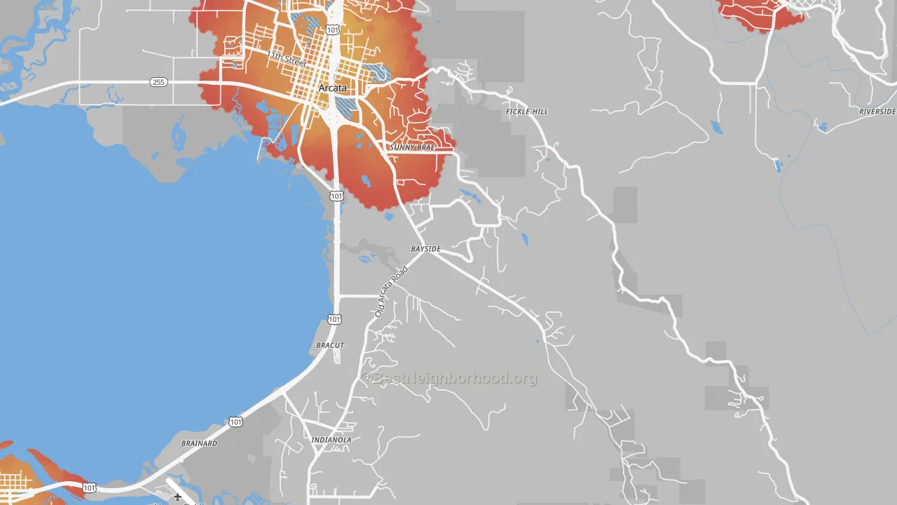 Transit Grade map of Jacoby Creek, Arcata, CA
