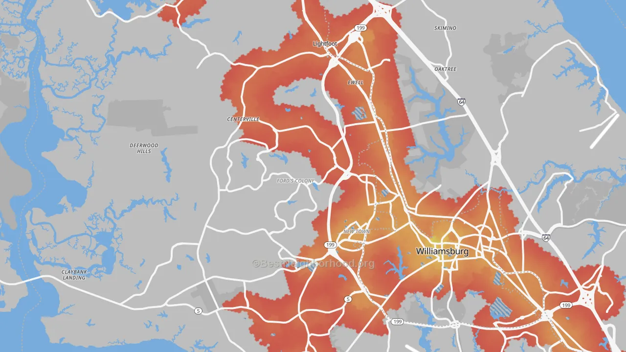 Transit Grade map of James City County, VA