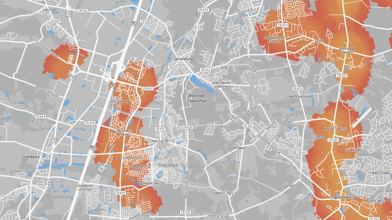 Transit Grade map of Jamesburg, NJ
